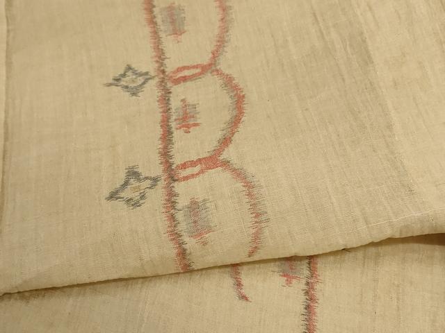 平和屋着物＊夏物 小千谷ちぢみ 唐草文 麻 逸品 AABB6781jd