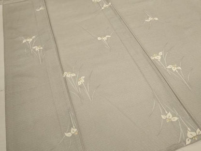 平和屋着物＊夏物　小紋　絽　草花文　正絹　逸品　AABB6788jd