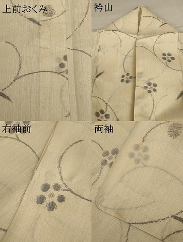 平和屋着物＊夏物 紗紬 花唐草文 ロング丈 正絹 逸品 AABB6791jd