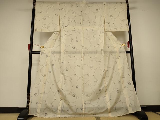 平和屋着物＊夏物 紗紬 花唐草文 ロング丈 正絹 逸品 AABB6791jd
