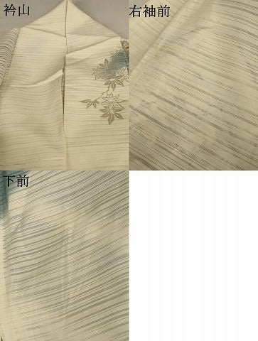 平和屋着物＊夏物 訪問着 絽 草花文 暈し染め 金銀彩 正絹 逸品 AABB6794jd