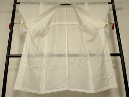 平和屋着物＊夏物 長襦袢 紗 草花文 象牙色 麻 逸品 AABB6796jd