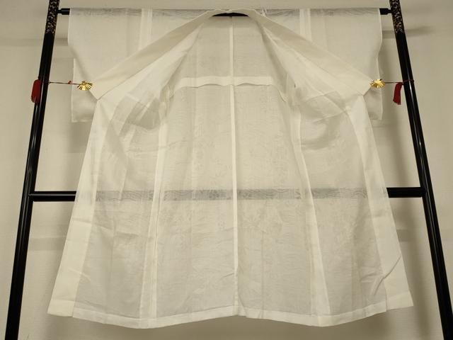 平和屋着物＊夏物 長襦袢 紗 草花文 象牙色 麻 逸品 AABB6796jd