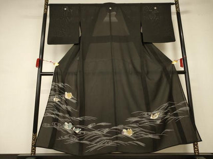 平和屋着物＊夏物 黒留袖 絽 鴛鴦 正絹 逸品 AABB6798jd