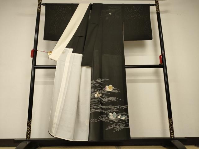 平和屋着物＊夏物 黒留袖 絽 鴛鴦 正絹 逸品 AABB6798jd