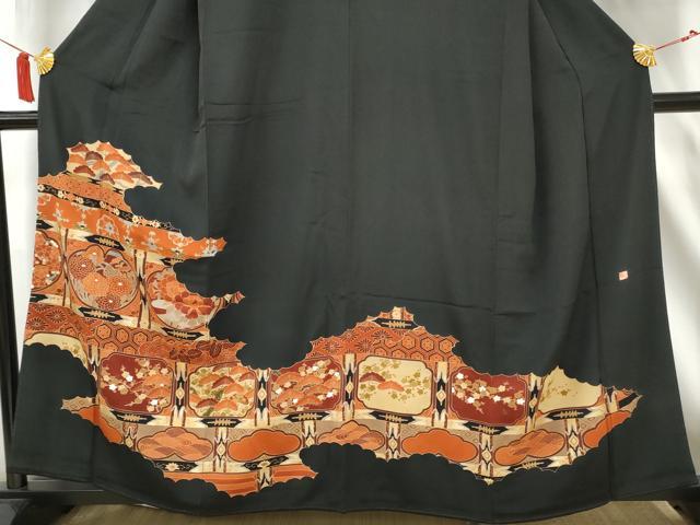 平和屋着物■豪華黒留袖　作家物　天井花文　金彩　正絹　逸品　AABB6930gw