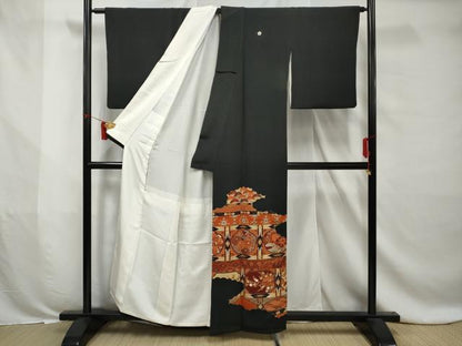 平和屋着物■豪華黒留袖　作家物　天井花文　金彩　正絹　逸品　AABB6930gw