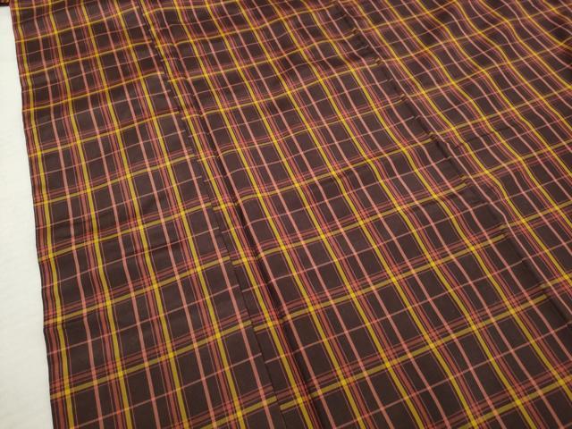平和屋着物■上質な紬　格子重ね文　正絹　逸品　AABB6941gw