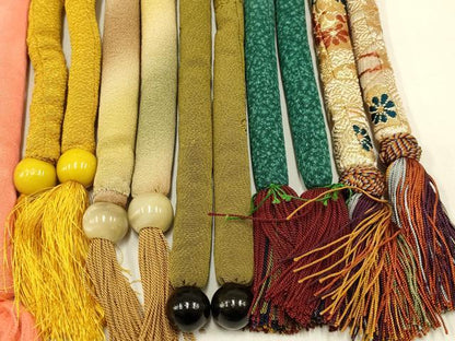 平和屋着物●和装小物 上質な帯締め10本セット 丸ぐけ 暈し 金糸 切り房・撚り房 逸品 AABB7099ay