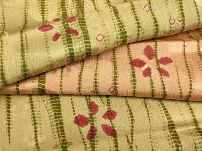 平和屋着物●和装小物 上質な帯揚げ 絞り 舞花文 暈し染め 正絹 逸品 未使用 AABB7165ay