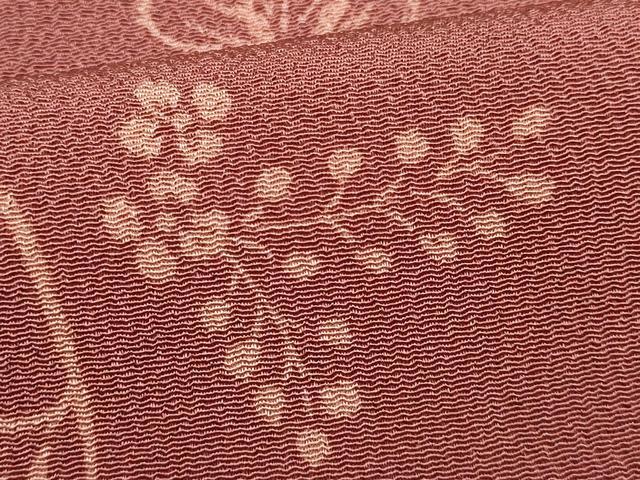 平和屋着物●和装小物　上質な帯揚げ　枝花文　暈し染め　鬼しぼ縮緬　逸品　AABB7172ay