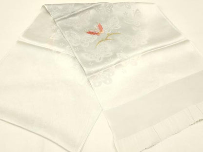平和屋着物●和装小物 上質な帯揚げ 刺繍 舞蝶文 金糸 金銀彩 逸品 AABB7175ay