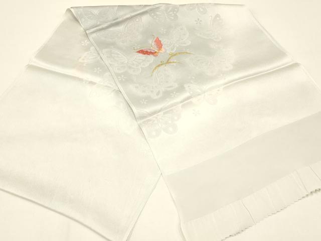 平和屋着物●和装小物 上質な帯揚げ 刺繍 舞蝶文 金糸 金銀彩 逸品 AABB7175ay