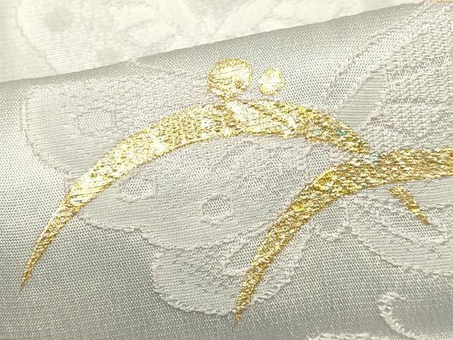 平和屋着物●和装小物 上質な帯揚げ 刺繍 舞蝶文 金糸 金銀彩 逸品 AABB7175ay