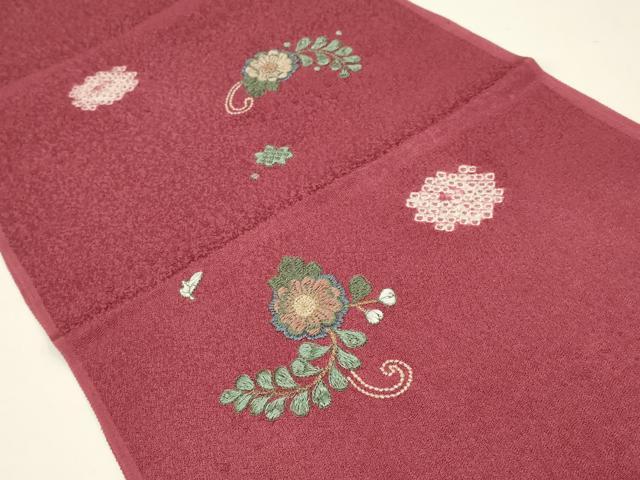 平和屋着物●和装小物　上質な帯揚げ　絞り　刺繍　舞花文　金銀糸　逸品　AABB7176ay