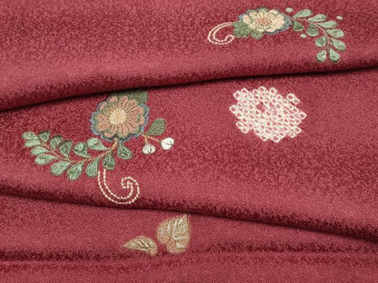 平和屋着物●和装小物　上質な帯揚げ　絞り　刺繍　舞花文　金銀糸　逸品　AABB7176ay
