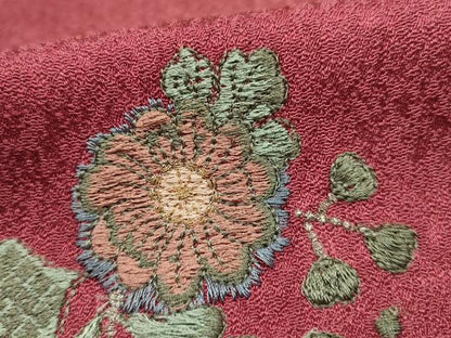 平和屋着物●和装小物　上質な帯揚げ　絞り　刺繍　舞花文　金銀糸　逸品　AABB7176ay