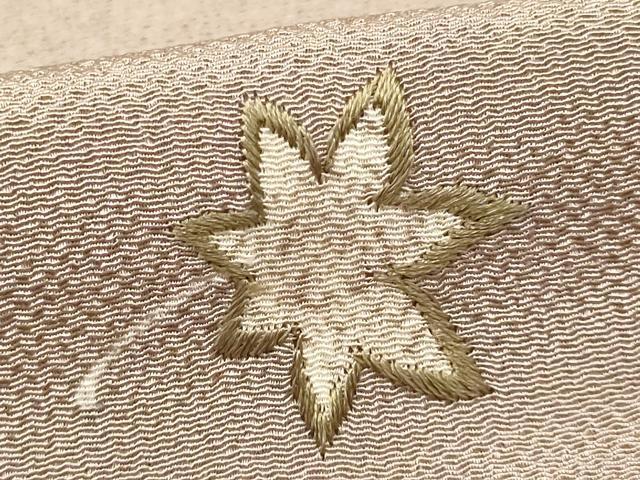 平和屋着物●和装小物　上質な帯揚げ　刺繍　枝葉文　逸品　AABB7189ay