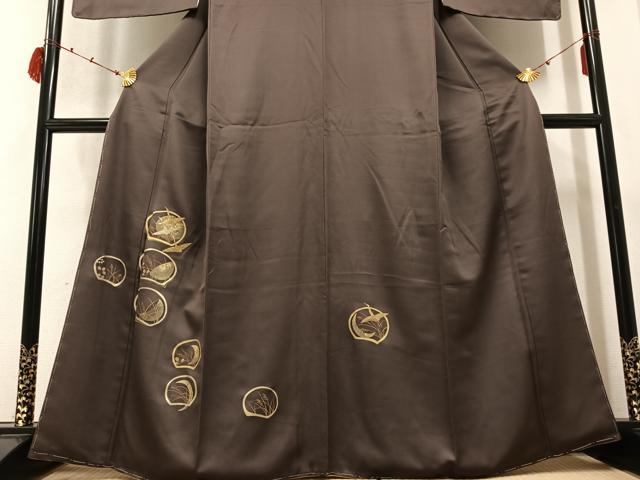 平和屋着物●訪問着 竹屋町刺繍 群れ鶴薄文 金彩 正絹 逸品 未使用 AABB7212ph