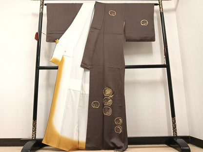 平和屋着物●訪問着 竹屋町刺繍 群れ鶴薄文 金彩 正絹 逸品 未使用 AABB7212ph