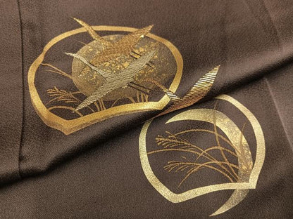 平和屋着物●訪問着 竹屋町刺繍 群れ鶴薄文 金彩 正絹 逸品 未使用 AABB7212ph