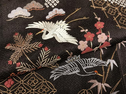 平和屋着物●豪華色留袖　絞り　刺繍　松竹梅群れ鶴文　金彩　高島屋扱い　正絹　逸品　AABB7216ph