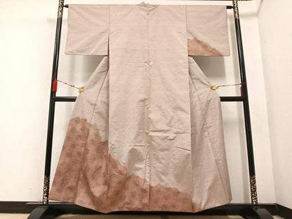 平和屋着物●訪問着　紬地　更紗唐草文　金彩　正絹　逸品　AABB7232ph
