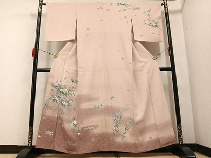 平和屋着物●訪問着 友禅 枝花文 暈し染め 正絹 逸品 AABB7237ph