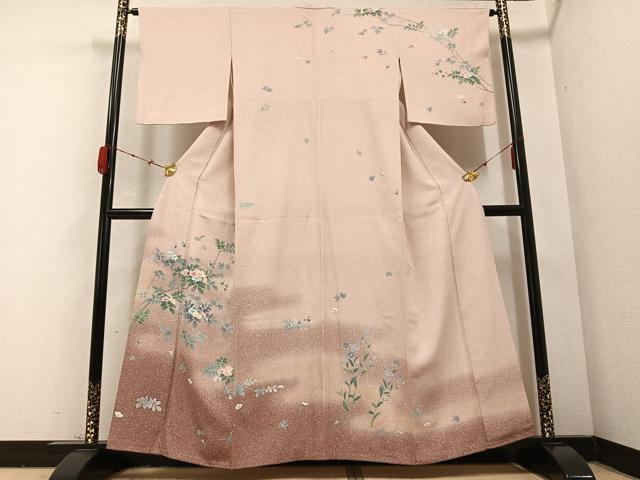 平和屋着物●訪問着 友禅 枝花文 暈し染め 正絹 逸品 AABB7237ph