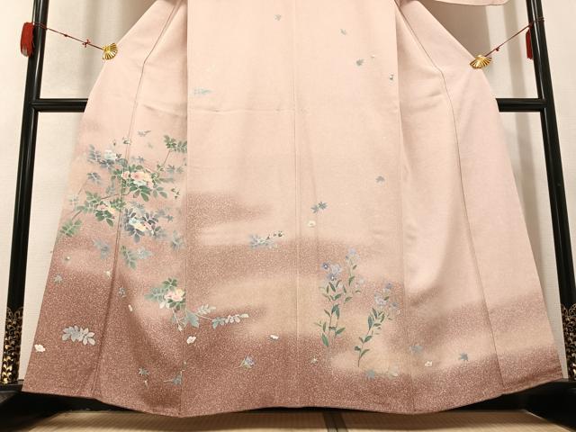 平和屋着物●訪問着 友禅 枝花文 暈し染め 正絹 逸品 AABB7237ph