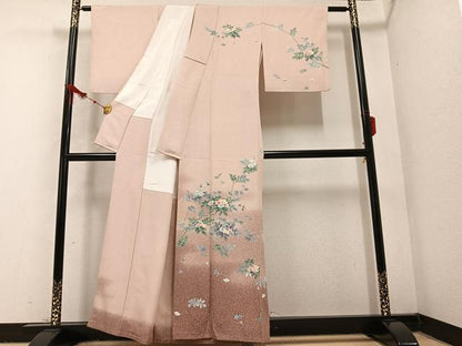 平和屋着物●訪問着 友禅 枝花文 暈し染め 正絹 逸品 AABB7237ph