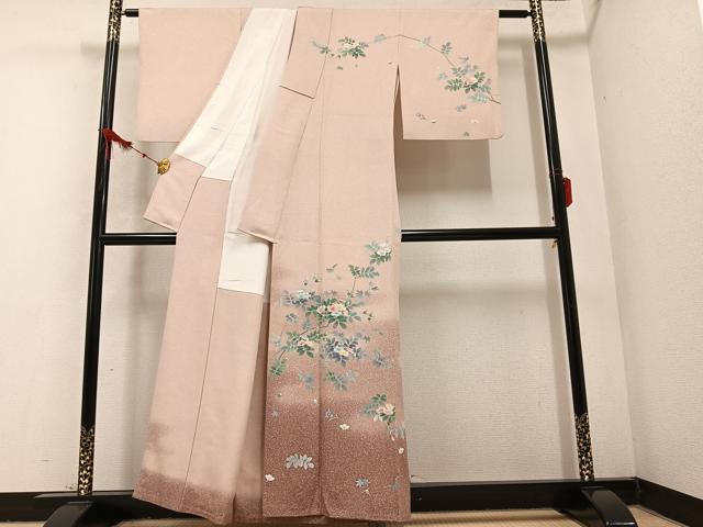 平和屋着物●訪問着 友禅 枝花文 暈し染め 正絹 逸品 AABB7237ph