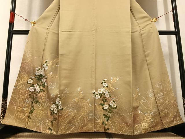 平和屋着物●訪問着　手描き　草花文　暈し染め　金彩　正絹　逸品　未使用　AABB7240ph