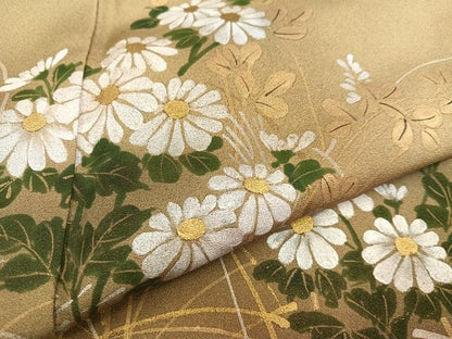 平和屋着物●訪問着　手描き　草花文　暈し染め　金彩　正絹　逸品　未使用　AABB7240ph
