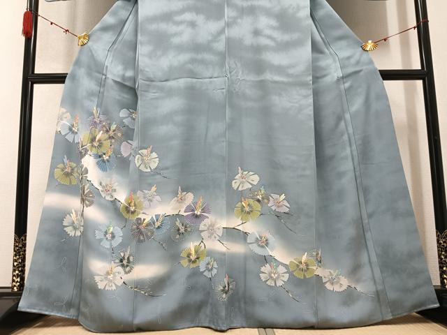 平和屋着物●訪問着　友禅　枝花文　暈し染め　正絹　逸品　AABB7241ph