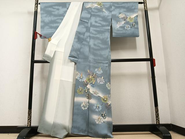 平和屋着物●訪問着　友禅　枝花文　暈し染め　正絹　逸品　AABB7241ph