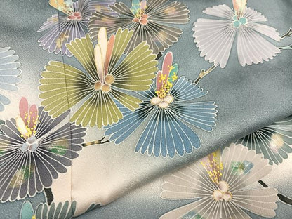 平和屋着物●訪問着　友禅　枝花文　暈し染め　正絹　逸品　AABB7241ph