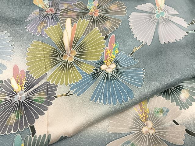 平和屋着物●訪問着　友禅　枝花文　暈し染め　正絹　逸品　AABB7241ph