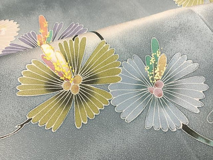 平和屋着物●訪問着　友禅　枝花文　暈し染め　正絹　逸品　AABB7241ph