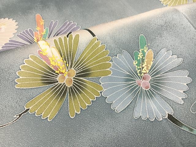平和屋着物●訪問着　友禅　枝花文　暈し染め　正絹　逸品　AABB7241ph