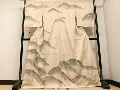 平和屋着物●訪問着　刺繍　重ね山文　金彩　正絹　逸品　AABB7245ph