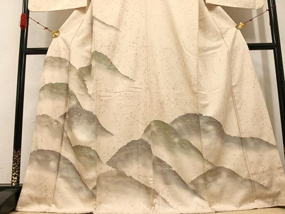 平和屋着物●訪問着　刺繍　重ね山文　金彩　正絹　逸品　AABB7245ph