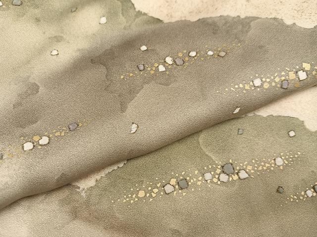 平和屋着物●訪問着　刺繍　重ね山文　金彩　正絹　逸品　AABB7245ph
