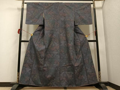 平和屋着物●結城紬　80亀甲　吉祥花文　正絹　逸品　未使用　AABB7251ph