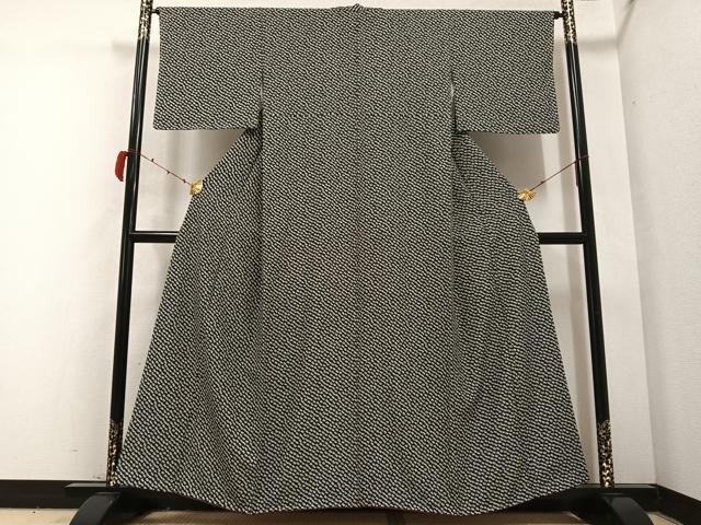 平和屋着物●上質な小紋　仕覆文　黒地　正絹　逸品　未使用　AABB7252ph