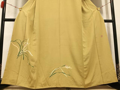 平和屋着物●京加賀糸目友禅作家　山崎巌　訪問着　草花文　正絹　逸品　AABB7255ph