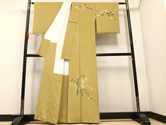 平和屋着物●京加賀糸目友禅作家　山崎巌　訪問着　草花文　正絹　逸品　AABB7255ph