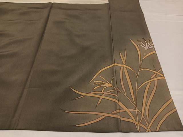 平和屋着物●漆屋金蔵　訪問着　ろうける染　薄　すすき　正絹　逸品　AABB7258ph