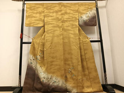 平和屋着物●訪問着　枝花文　暈し染め　金銀彩　正絹　逸品　AABB7260ph