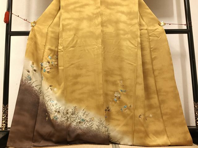 平和屋着物●訪問着　枝花文　暈し染め　金銀彩　正絹　逸品　AABB7260ph